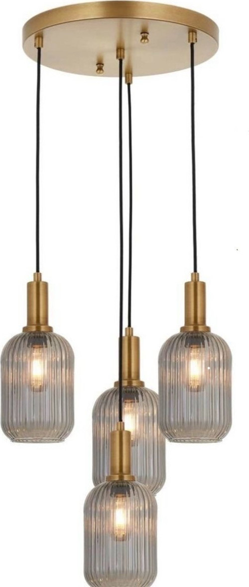 Retro Metal Eskitme kaplama Bal Opal Camlı 4 Lü Dekoratif Sarkıt Avize