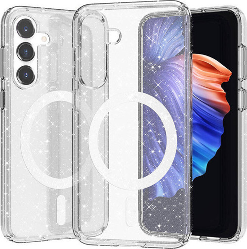 Galaxy S23 FE Kılıf Magsafe Şarj Özellikli Parlayan Simli Saydam Renkli Allstar Kılıf