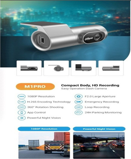 Dahua DAE-HC1301W-M1pro 1080P Ultra HD Araç Kamerası 128 GB'a MicroSD Destekler Dahili Wi-Fi G-Sensör Dahua M1pro