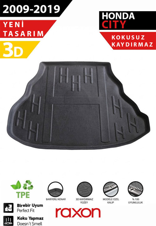 Honda City SD 2009-2019 Bagaj Havuzu – 3D Özel Kalıp | Su Geçirmez, Kaymaz