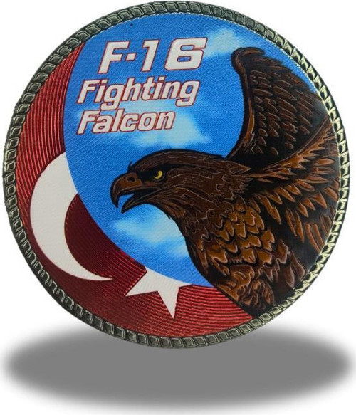 F-16 Fighting Falcon Plastik Cırtlı Arma Patch 9,5 cm