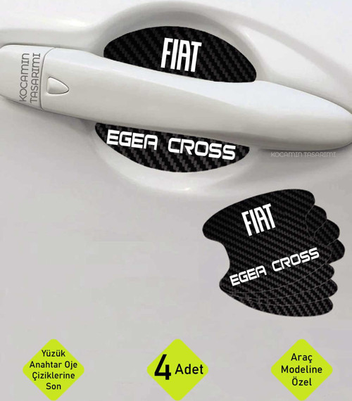 Karbon Tasarımlı Fiat Egea Cross Kapı İçi Çizik Koruma ve Estetik Folyo Seti - 4 Parça Egea Cross Yazılı