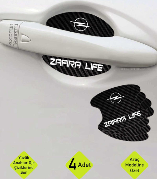 Karbon Desenli Opel Zafira Life Modeline Uygun Kapı İçi Çizik Koruma ve Estetik Folyo Takımı Zafira Life Yazılı