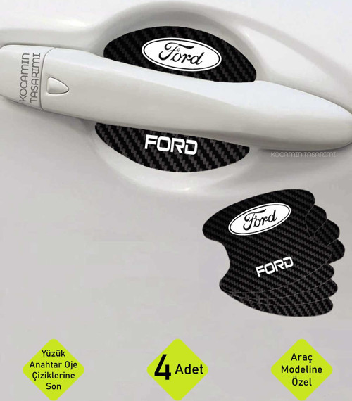 Ford Standart Karbon Desenli Kapı İç Kısmı Çizik Koruma Folyo Seti - 4 Parça Standart Yazılı