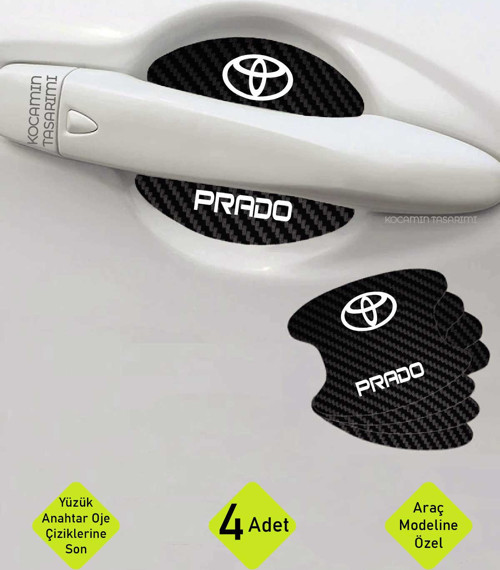 Toyota Prado İç Kapı Kollarına Özel Karbon Çizik Önleyici Folyo ile Şıklık ve Koruma Prado Yazılı