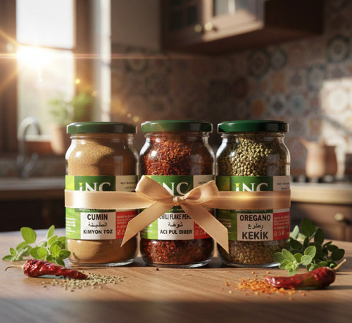 Doğal Baharat Seti – Kimyon, Acı Pul Biber ve Kekik| Cam Kavanoz 3’lü Paket