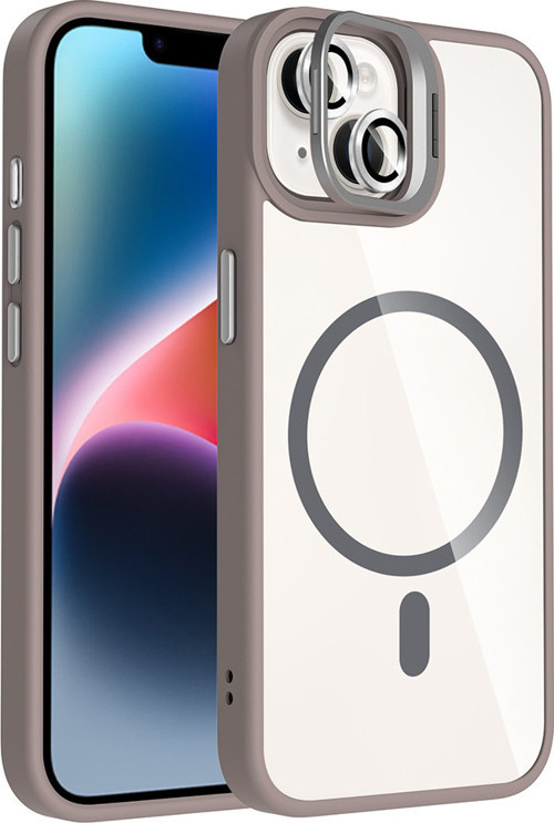 iPhone 14 Kılıf Magsafe Standlı ve Kamera Lens Koruma Hediyeli Etro Kapak