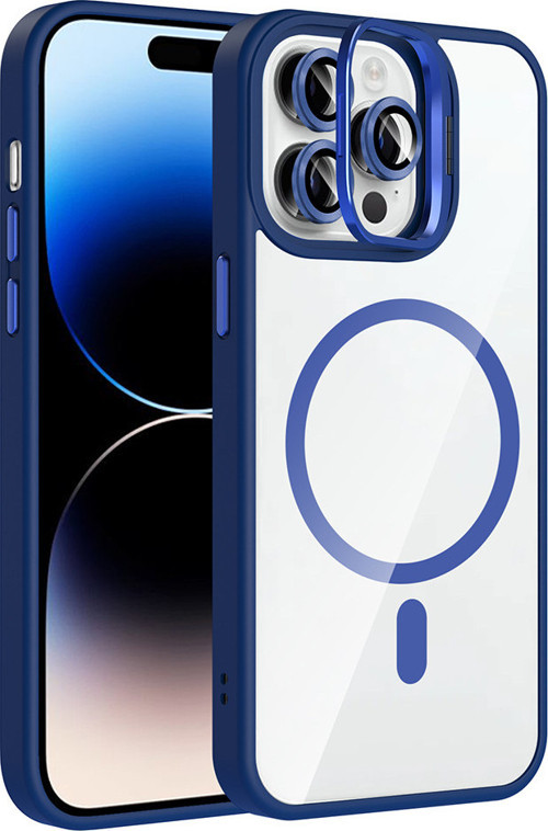 iPhone 14 Pro Max Kılıf Magsafe Standlı ve Kamera Lens Koruma Hediyeli Etro Kapak