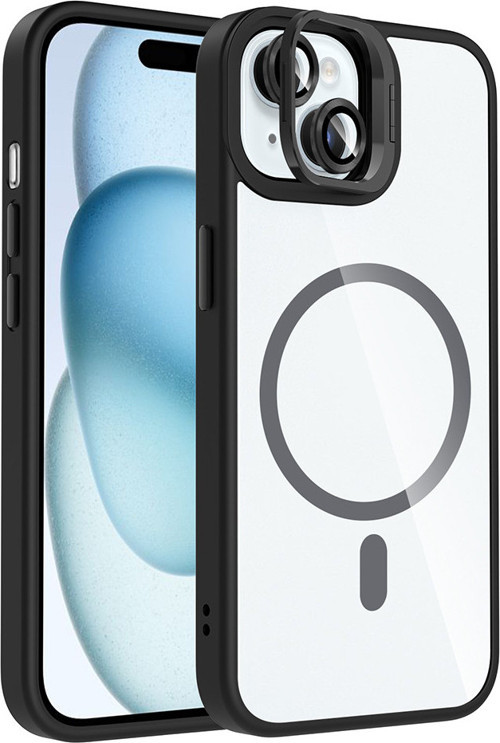 iPhone 15 Kılıf Magsafe Standlı ve Kamera Lens Koruma Hediyeli Etro Kapak