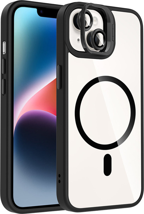 iPhone 14 Kılıf Magsafe Standlı ve Kamera Lens Koruma Hediyeli Etro Kapak