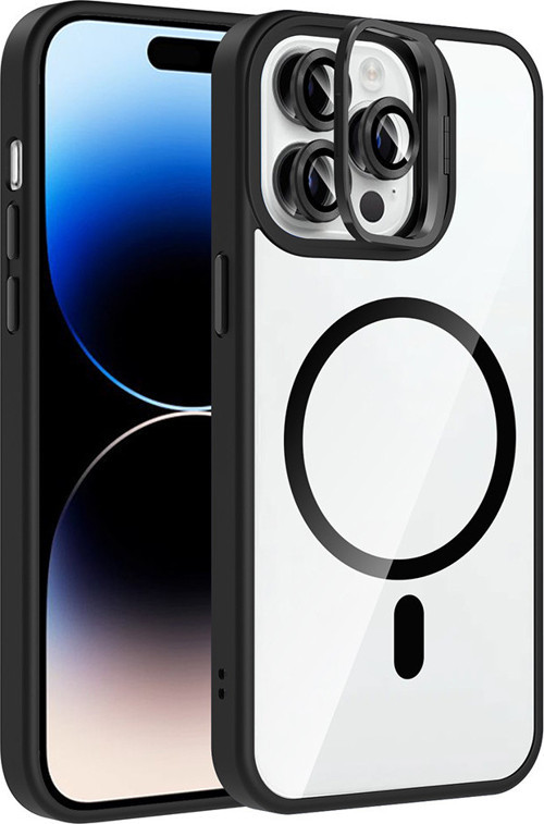 iPhone 14 Pro Max Kılıf Magsafe Standlı ve Kamera Lens Koruma Hediyeli Etro Kapak