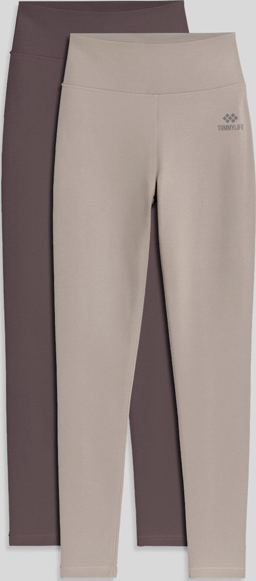 Slim Fit 2li Paket Kahverengi-Koyu Bej Kadın Kapri Tayt - 94011