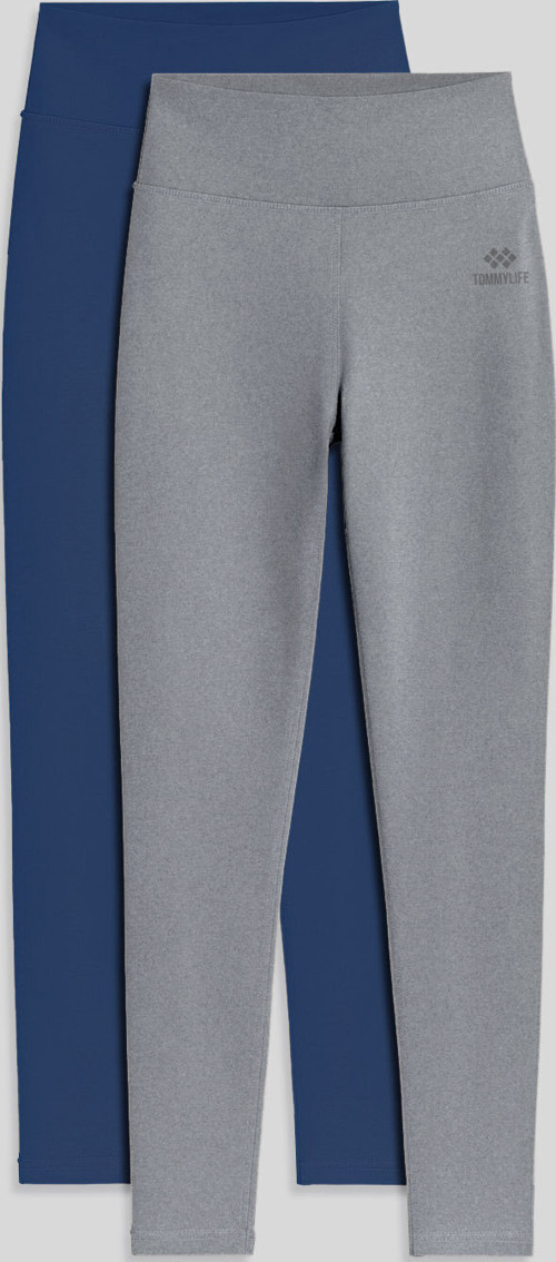 Slim Fit 2li Paket İndigo-Gri Melanj Kadın Kapri Tayt - 94011