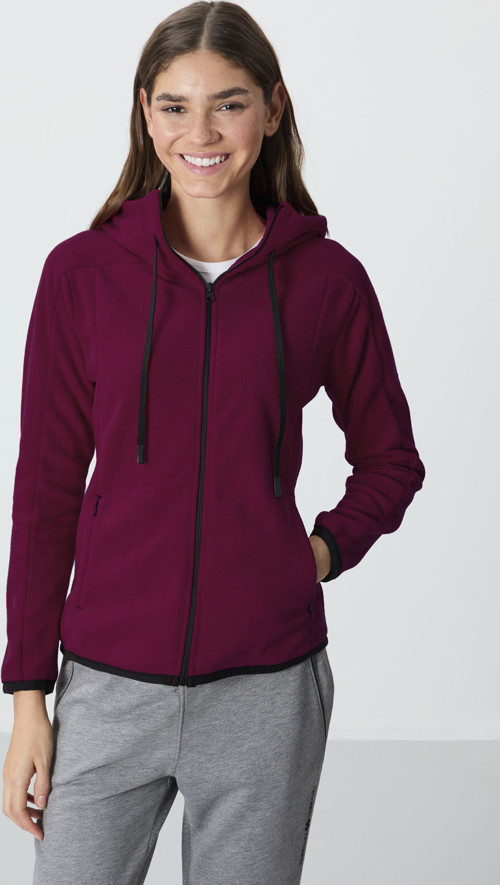 Erguvan Kalın Yumuşak Dokulu Kapüşonlu Standart Fit Nakışlı Polar Kadın Sweatshirt -97287