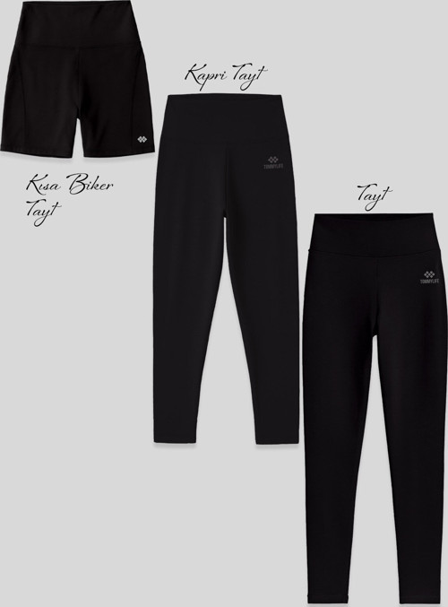 Slim Fit Yüksek Bel 3lü Paket Siyah Kadın Tayt