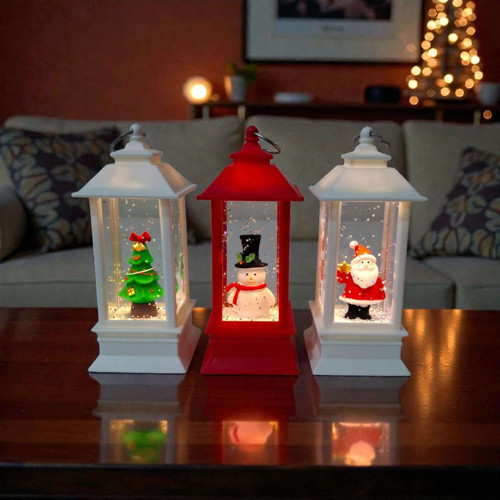 Led Işıklı Su Küresi Fener –3’Lü Yılbaşı Dekoru (Noel Baba / Kardan Adam / Çam Ağacı)