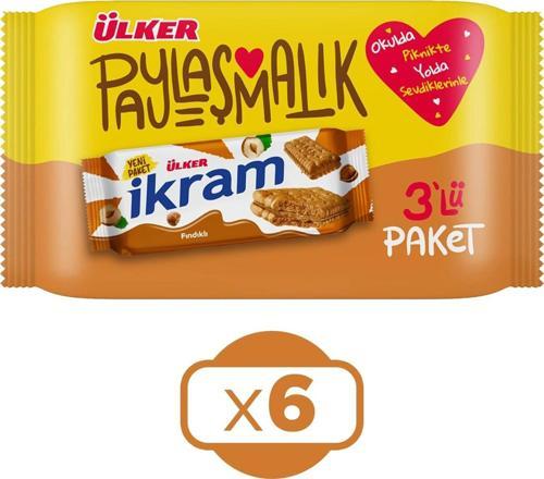İkram Fındıklı Kremalı Bisküvi 3x84 gr X 6 Adet