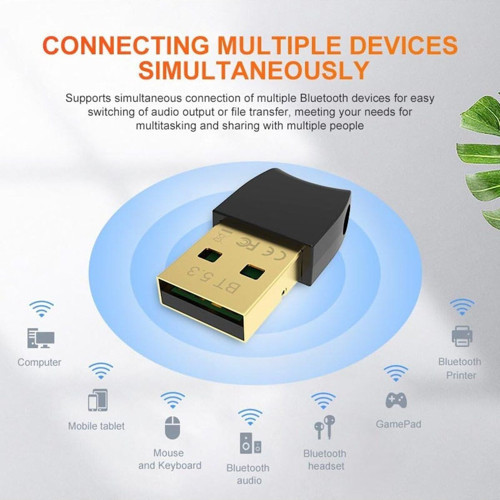 Bluetooth V5.3 Usb Mini Bluetooth Adaptör Dongle 20mt Kablosuz Adaptör (ÇOKLU CİHAZ DESTEĞİ SAĞLAR)