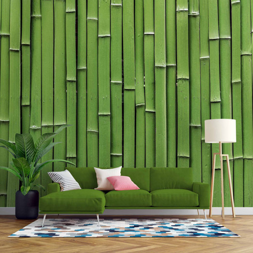 3 Boyutlu Yeşil Bambu Temalı Duvar Kağıdı