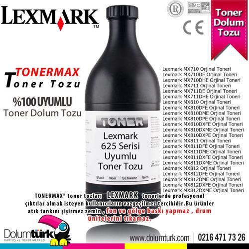 Lexmark 625 / 62D5000 Toner Tozu 250GR./MX710 / MX711 / MX810 / MX811 / MX812