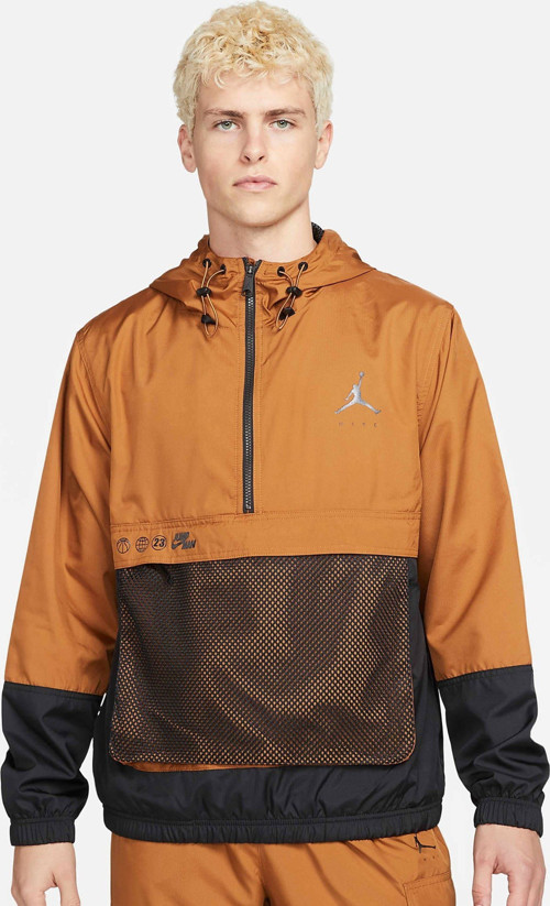 Jordan Jumpman Half Zip Men's Hoodie Erkek Kapüşonlu Yarım Fermuarlı Sweatshirt Kahverengi
