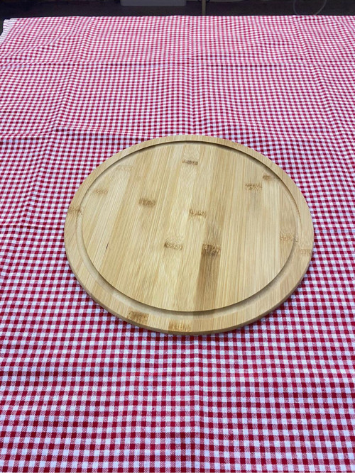 Özel Bambu Yuvarlak Pizza Sunumluk/Kahvaltılık Sunumluk Peynir Sunumluğu 32x32x0,9 CM