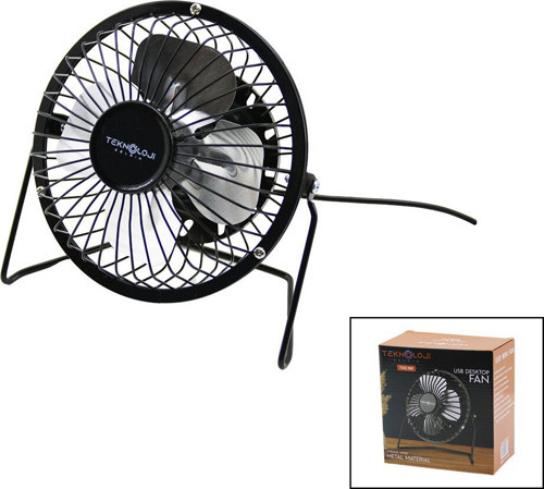 USB - MİNİ FAN METAL KASA - AYAK=360 DERECE MASA ÜSTÜ VANTİLATÖR 4-METAL PERVANE 13.5X11X15CM5V-2.5W