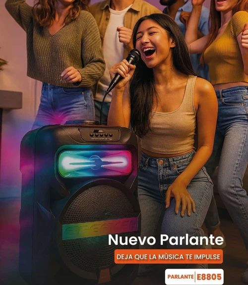 Platoon PL-4361 BT USB SD AUX 8 İNÇ Mikrofonlu Anfi Yüksek SES Taşınabilir RGB Işıklı Hoparlör (Timy