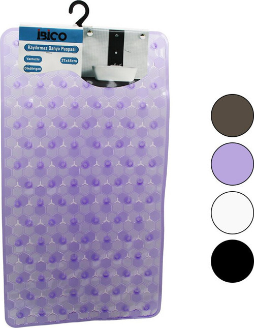 DİKDÖRTGEN - LÜX PVC PETEK DESEN - ŞEFFAF-BUZLU 98PCS VANTUZ KAYDIRMAZ BANYO - KÜVET PASPAS 37X68CM