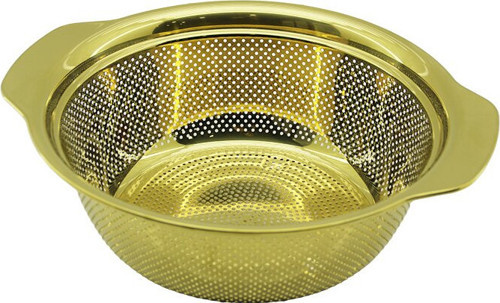 23CM GOLD PASLANMAZ METAL SEPET SÜZGEÇ KENDİNDEN KULPLU (Timya/Go1395) 199330