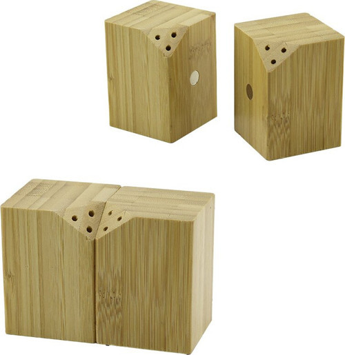 5X5CM--Y:7CM 2PCS MIKNATISLI İKİZ AHŞAP BAMBU BAHARATLIK - TUZLUK (Timya/Go1395) 199381