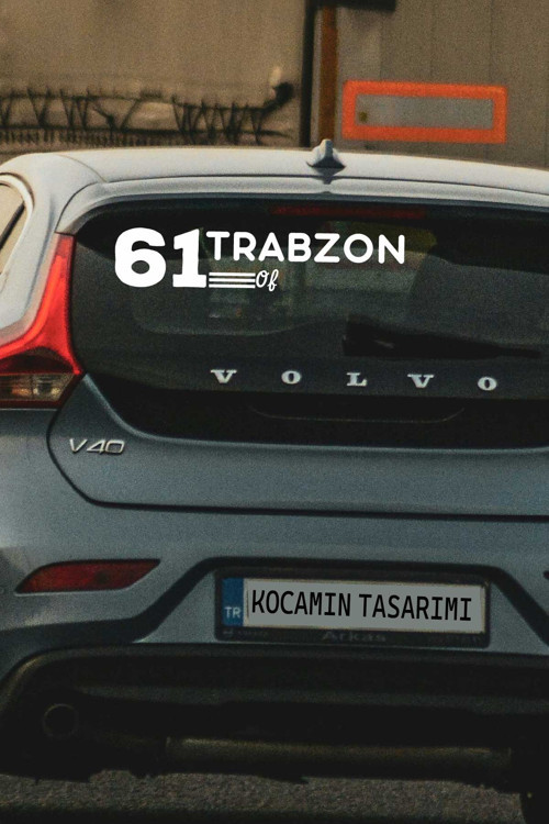Trabzon 61 Of Plaka Temalı Beyaz Sticker Şehir Kodlu Dekoratif 40cmSticker