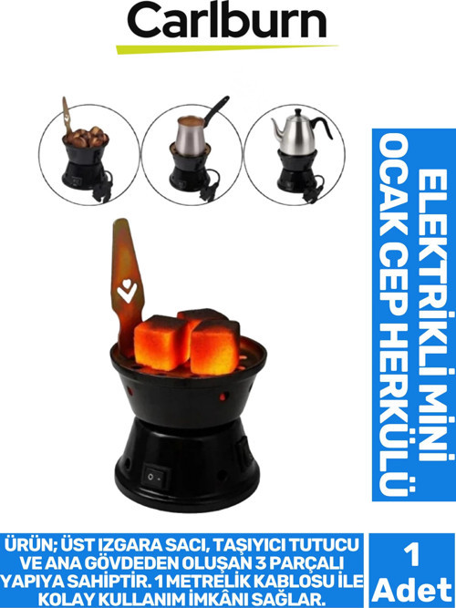 Premium Açma Kapama Düğmeli Dayanıklı Emaye Kaplama Elektrikli Mini Ocak Cep Herkülü
