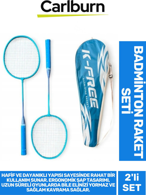 PremiumHafif Dayanıklı Telli Sağlam Ergonomik Saplı Eli Yormaz Kavrama 2'li Badminton Raket Seti