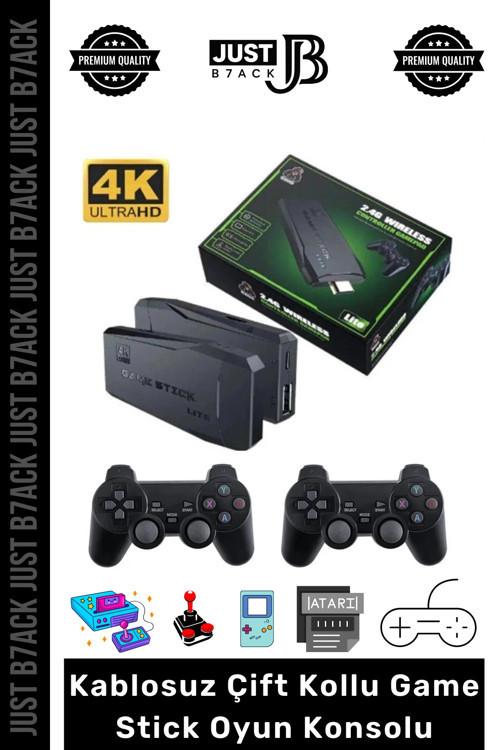 #RetroAtari 20000 Oyunlu 4K Çözünürlük 2.4g Uyumlu Kablosuz Çift Kollu Game Stick Atari Oyun Konsolu