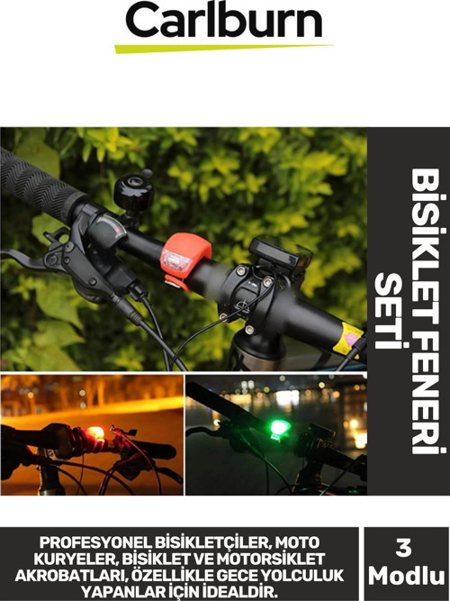 Özel Üretim 3 Fonksiyonlu Su Geçirmez Pilli Bisiklet Motor Motorsiklet Feneri Seti İkaz Işığı