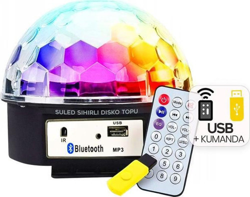 Ledx Gm-0803B Sihirli Led Dönen Disko Topu Hoparlör Kablosuz Usb/Mp3/Bluetooth Kumandalı 360 Derece
