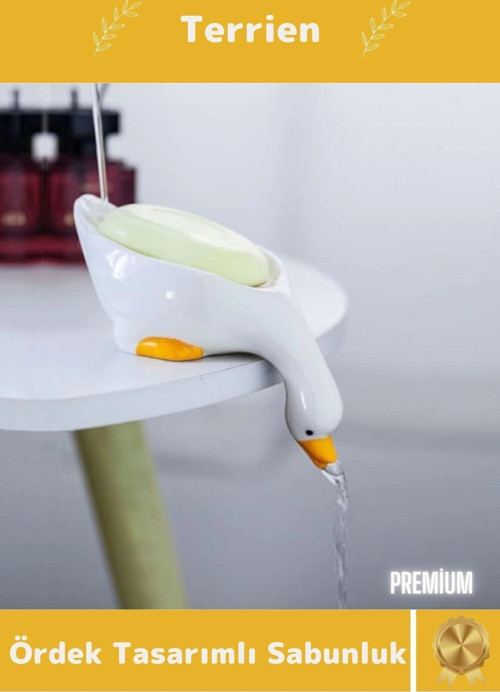 Home Serisi Özel Üretim Birinci Kalite Sağlam Banyo Aksesuarı Sevimli Ördek Tasarımlı Katı Sabunluk