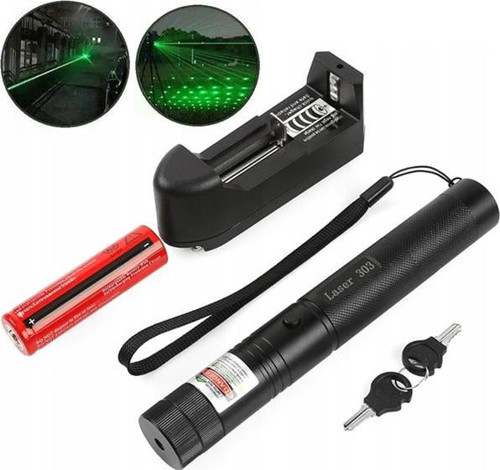 Powermaster Om-120118650 Pilli Şarjlı Anahtar Emniyetli Yeşil Lazer Pointer (50 Km)