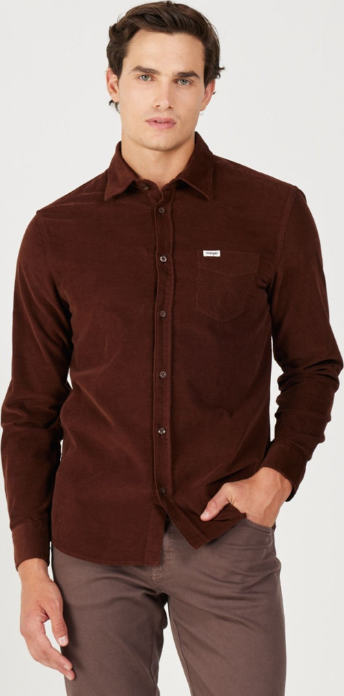 Regular Fit %100 Pamuk Kadife Bordo Uzun Kollu Gömlek - W5A14AH44