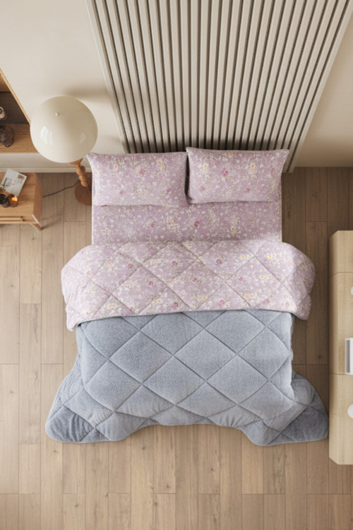 Nordelle Battal Boy Lüx Wellsoft Yorgan Çift Taraflı - 2 Adet Yastık Kılıflı Yorgan Seti 215X235 Cm