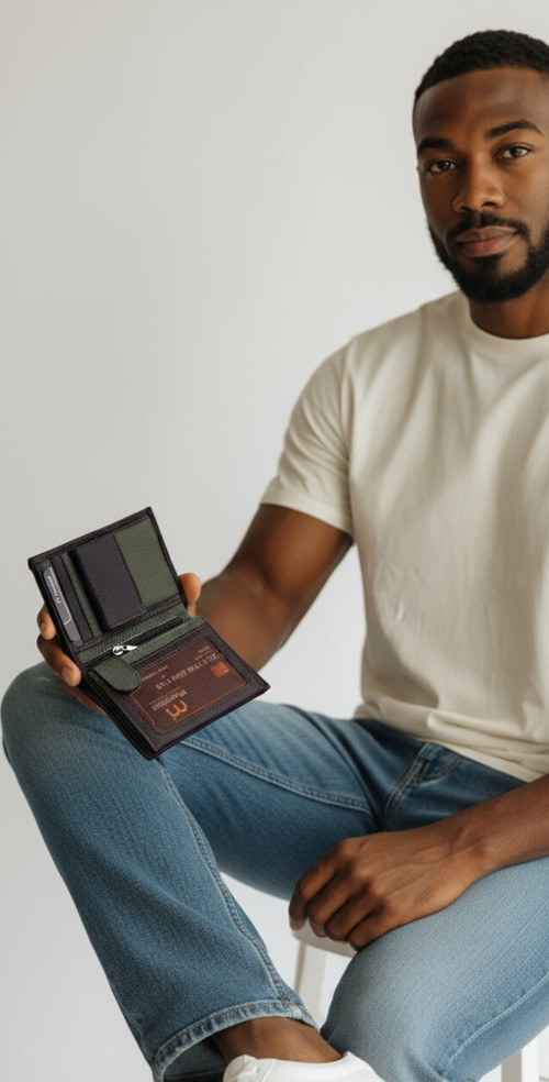 1.Sınıf Işçilik Lüks Hakiki Deri Fermuarlı Gizli Göz Bozuk Para Cepli Gerçek Deri Lüks Erkek Cüzdan