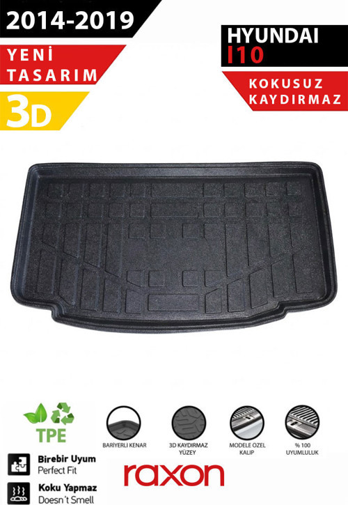 Hyundai i10 2014-2019 Bagaj Havuzu – 3D Özel Kalıp | Su Geçirmez, Kaymaz