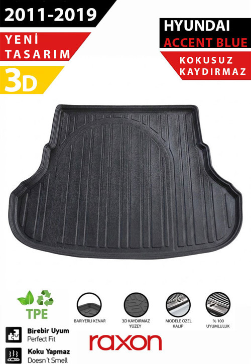 Hyundai Accent Blue SD 2011-2019 Bagaj Havuzu – 3D Özel Kalıp | Su Geçirmez, Kaymaz