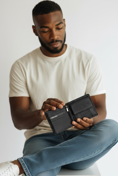 1.Sınıf Işçilik Lüks Hakiki Gerçek Deri Fermuarlı Orta Gözlü Bozuk Para Cepli Deri Erkek Lüks Cüzdan