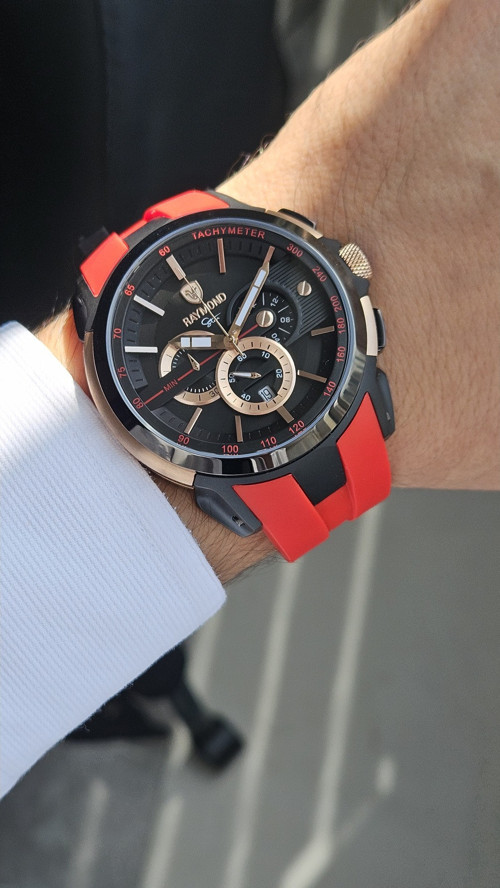 Rym-83020 Sılıkon Crono Erkek Saat Red