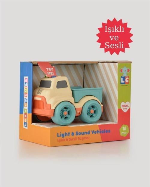 Let's Be Child Sesli ve Işıklı Minik Pikap 31016 Bej - Turkuaz Kasalı, Çocuklar İçin Oyuncak Pikap