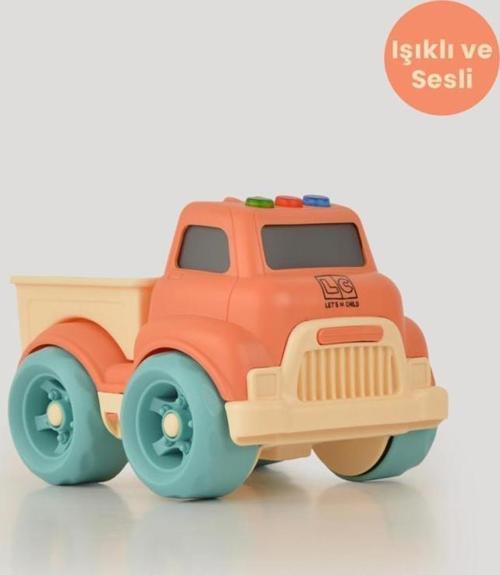 Let's Be Child Sesli ve Işıklı Minik Pikap 31016 Turuncu - Bej Kasalı, Çocuklar İçin Oyuncak Pikap
