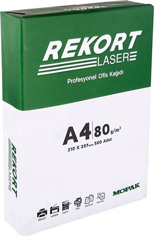 Rekort Yerli Üretim 80 gr A4 Kağıdı 500 Adet Beyaz Yaprak