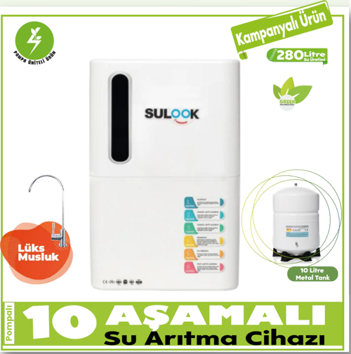 Pompalı Su Arıtma Cihazı 10 Aşamalı Green Technology,Mineral Destekli